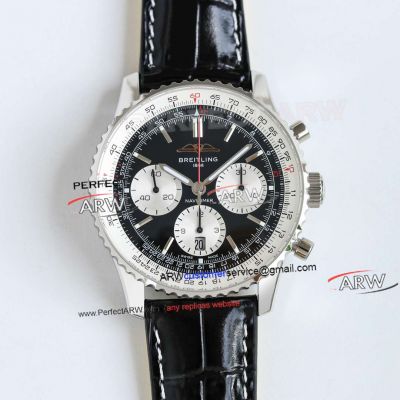 F1 Factory Clone Breitling Navitimer B01 Chronograph 43 Black Silver Dial Watch